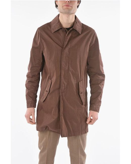 Corneliani Brown Cc Collection O. Wear Hidden Closure Balmacaan Coat for men