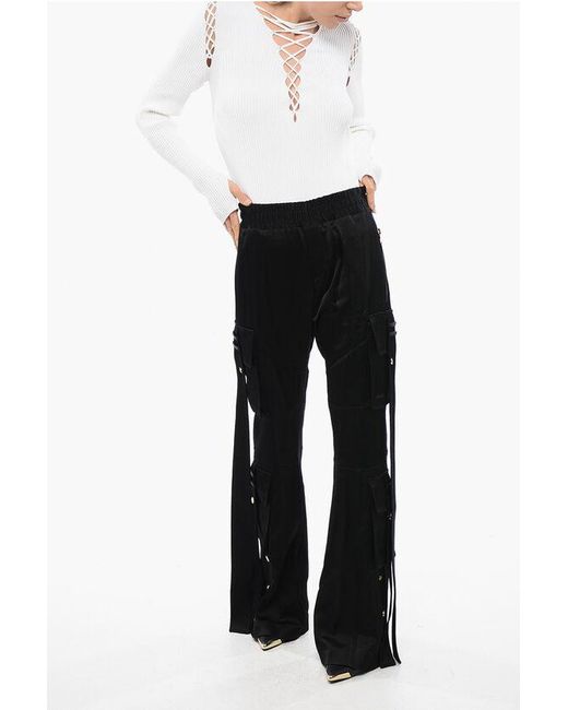 Balmain Black Satin Cargo Pants