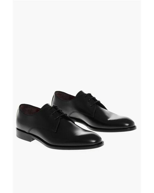 Corneliani Black Brushed Leather Dreby Shoes for men