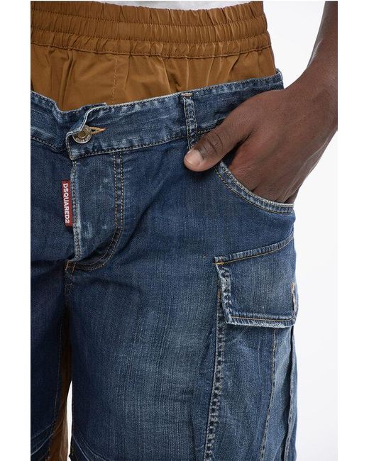 DSquared² Blue Nylon Boxer Shorts With Denim Detailing for men