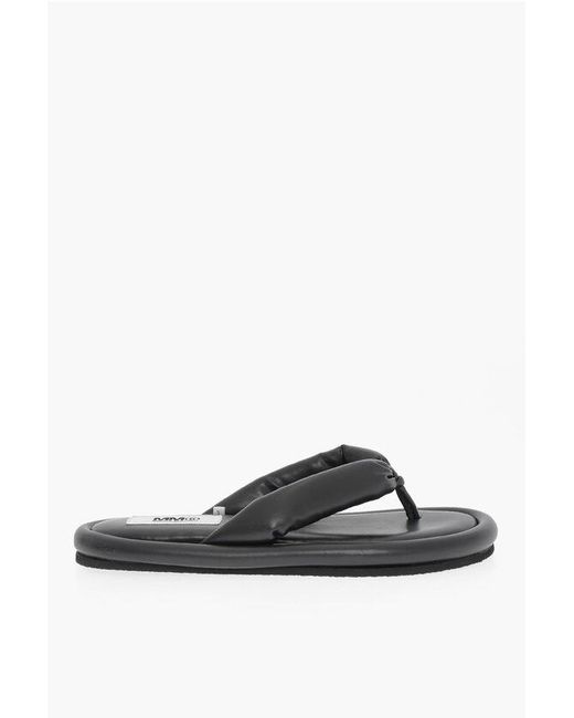 Maison Margiela Gray Mm6 Solid Color Faux Leather Flip Flop