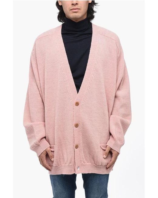 Magliano V Neck Wool Knit Cardigan in Pink for Men Lyst UK