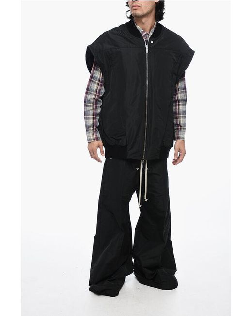 Rick Owens Black Quilted Jumbo Flight Oversized Vest With Half Belt for men