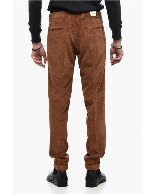 Briglia 1949 Brown Corduroy Slim Fit Pants for men