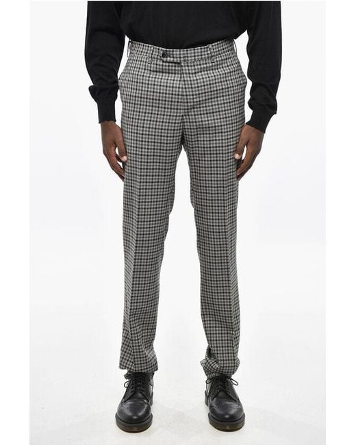 PT01 SUPER 100'S ウールスラックスパンツ マイクロチェック 48 PT01 SUPER SLIM FIT PT01 Super Slim Fit Stretch Pants Size 48