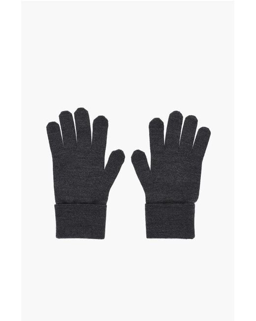 Givenchy Black Wool Gloves With Logo for men