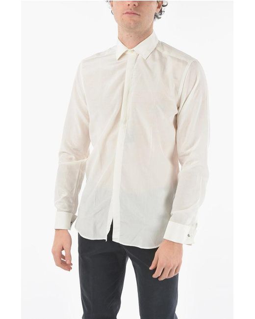 Corneliani White Silk And Cotton Shirt With Cufflinks for men