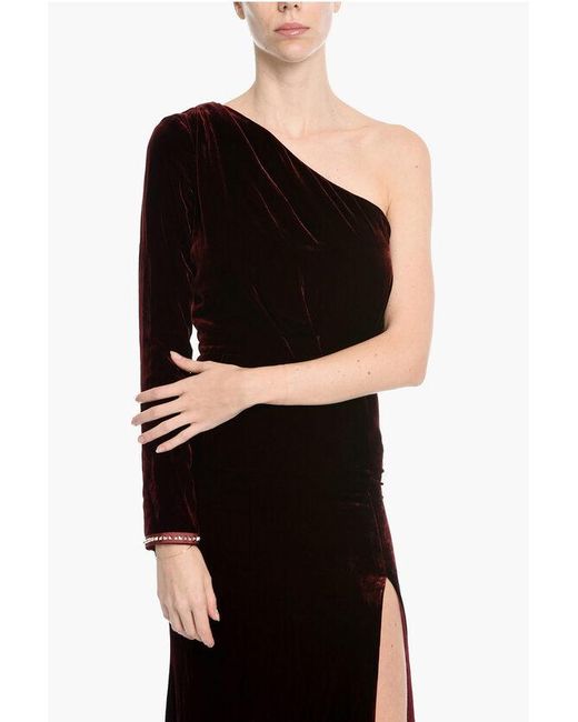 Philipp Plein Black Velour One-Shoulder Dress Amazing