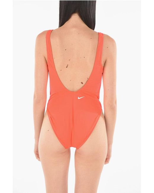 Nike Pink One Piece Swimsuit With Contrasting Logo-Print