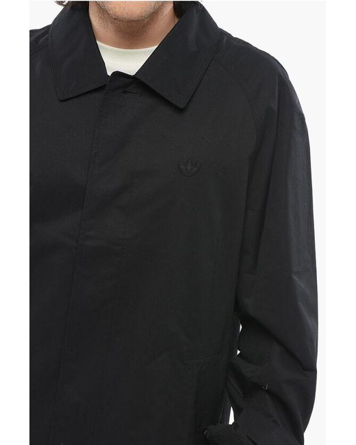 Adidas Black Lightweight Twill Cotton Coat With Hidden Closure for men