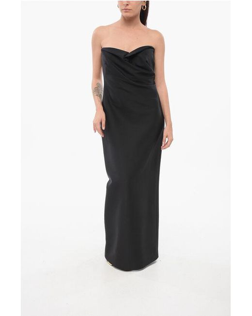 The Row Black Draped Bardon Bustier Dress