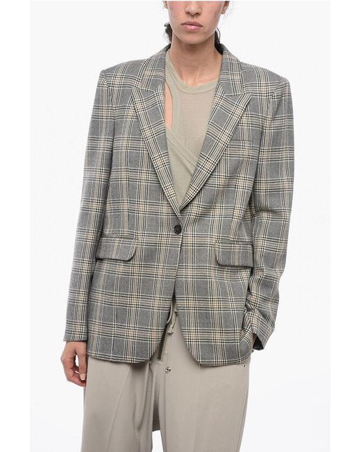 Fabiana Filippi Gray Blended Wool Blazer With Glen Plaid Motif