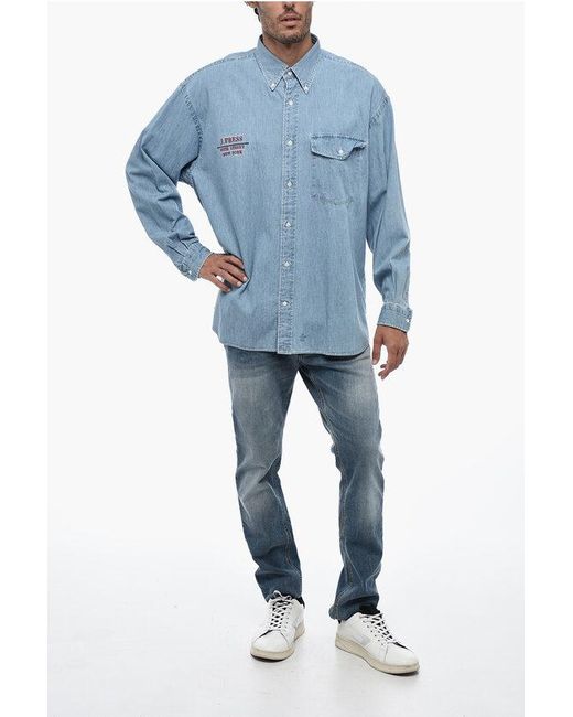 J.Press Blue Button Down Lightweight Denim Shirt for men
