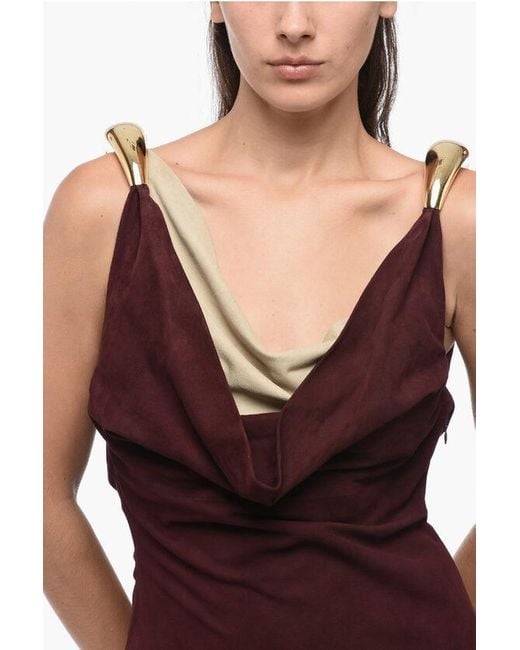 Bottega Veneta Suede Leather Fluid Dress With Statement