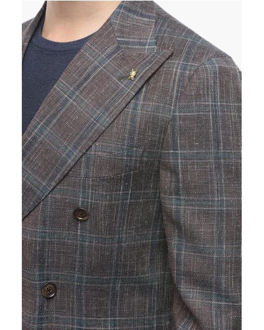 Corneliani Gray Cc Collection Double-Breasted Reward District Check Blazer for men