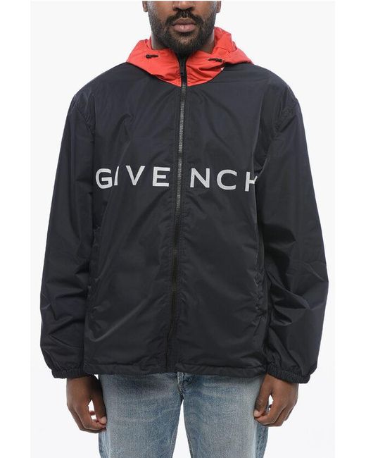Givenchy Black Nylon Stars Windbreaker With Printed Logo for men