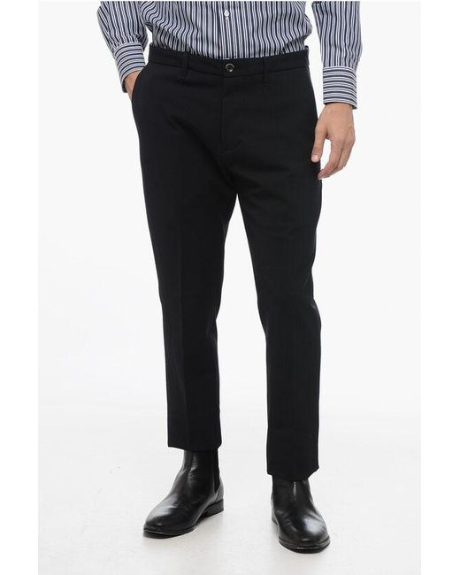 Nine:inthe:morning Black Slim Fit Chinos Pants With Belt Loops for men