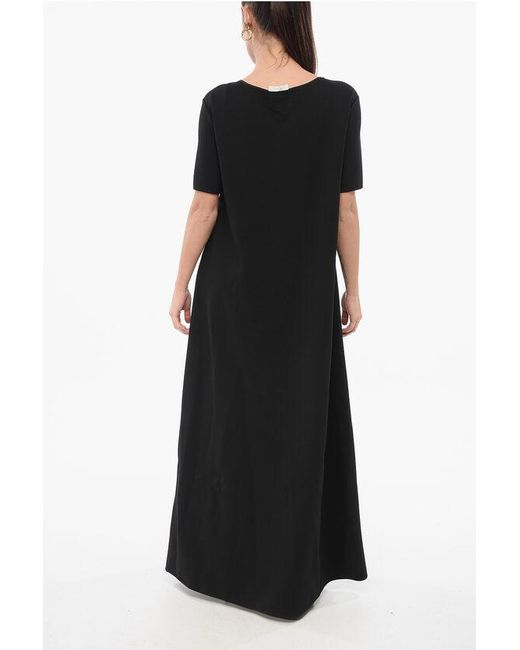 The Row Black Short-Sleeved Hannah Wide Dress