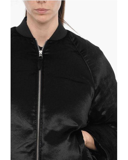 Loulou Studio Black Velvet Lafu Padded Jacket With Zip Closure