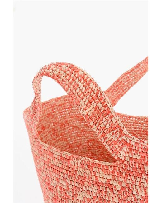 Sensi Studio Pink Toquilla Straw Beach Tote Bag