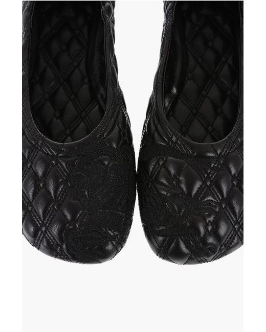 Burberry Black Quilted Leather Sadler Ballet Flats