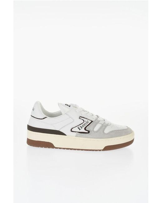 Etonic White Leather And Suede Low-Top Sneakers With Contrast Details for men