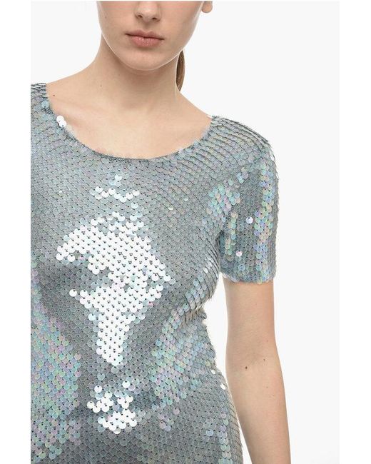 Maison Margiela Blue Mm0 Short-Sleeved Sequined Maxidress