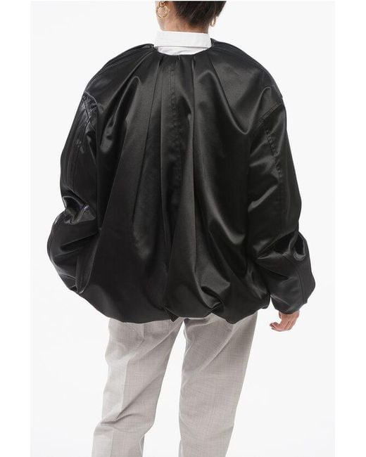 we11done Black Draped Satin Bomber Jacket