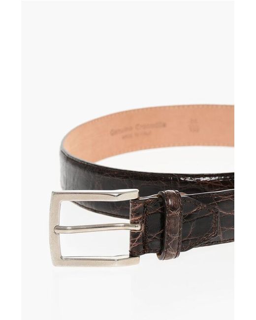 Corneliani White Croco Effect Leather Belt for men