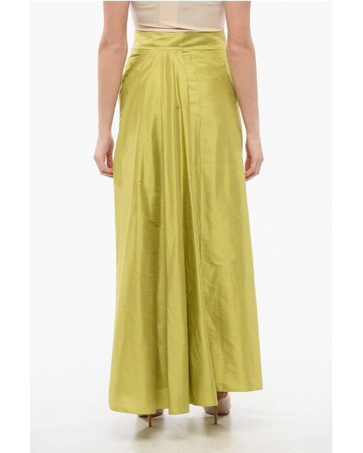 Dior Yellow Silk Wrap Skirt With Draped Detail