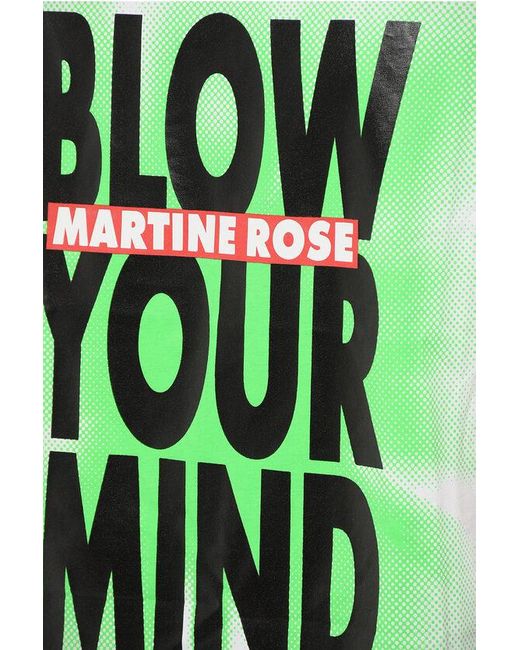 Martine Rose Green Cotton Crew-Neck T-Shirt With Maxi Print for men