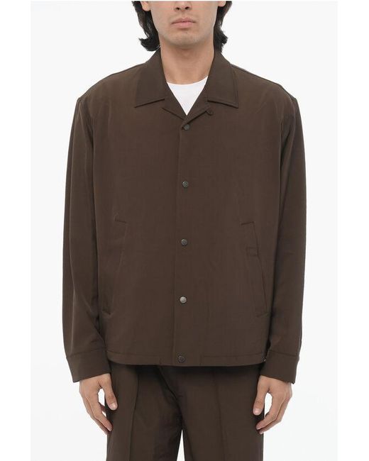 Neil Barrett Brown Boxy Fit Overshirt With Snapp Buttons for men