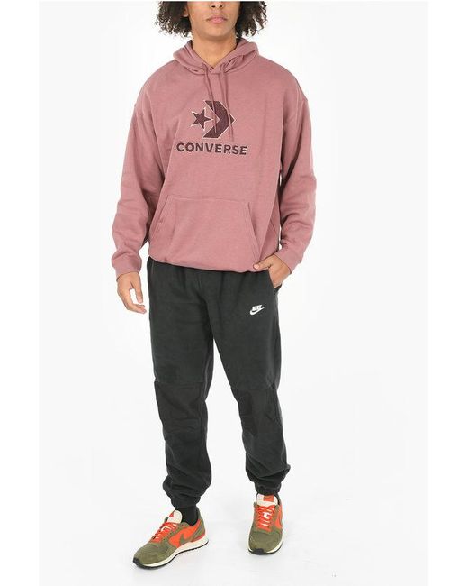 Converse Pink Loose Fit Embossed Logo Go-To Hoodie for men