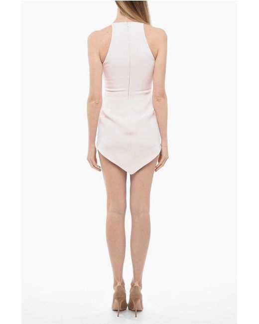 David Koma White Cut-Out Metal Flower Sheath Dress With V Bottom