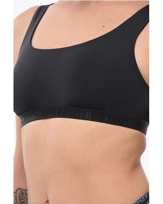 Armani Black Emporio Lycra Bra With Monogram Detail