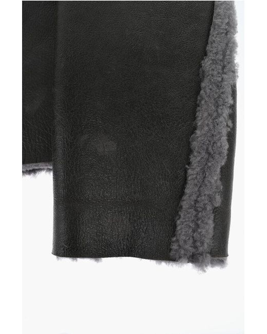 DIESEL Gray Vintage Effect Leather L-Browny Oversized Jacket With Fur De for men