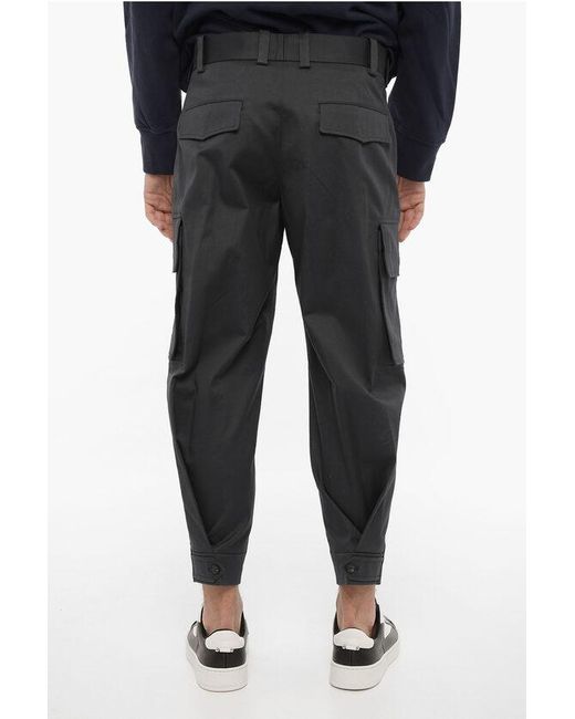 Neil Barrett Black Loose Fit Fireman Cargo Pants With Ankle Button for men