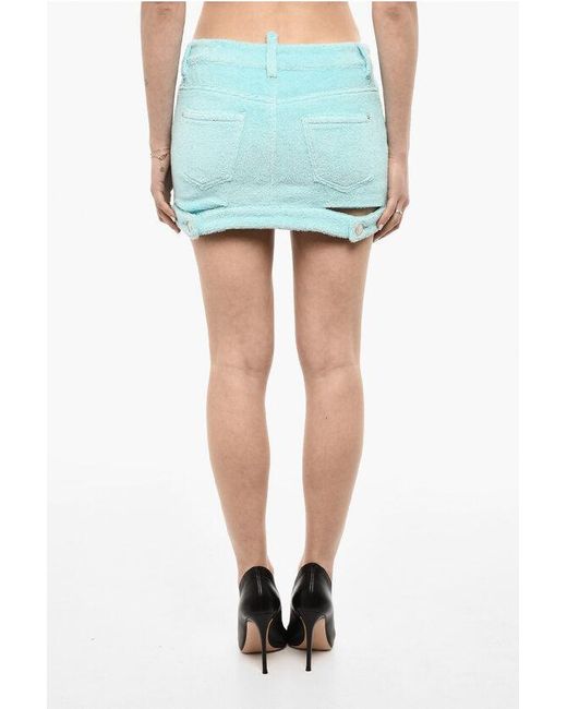 DSquared² Blue Terry Cotton Mini Skirt