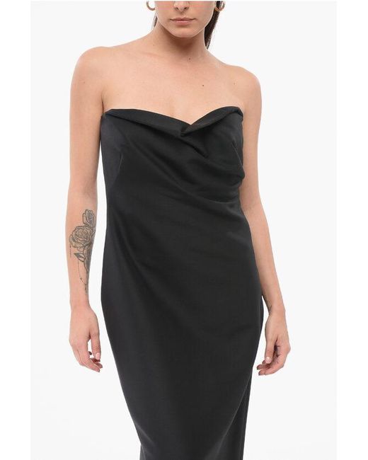 The Row Black Draped Bardon Bustier Dress