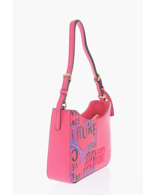 Versace Pink Jeans Couture Baroque Motif Shoulder Bag With Embossed Logo