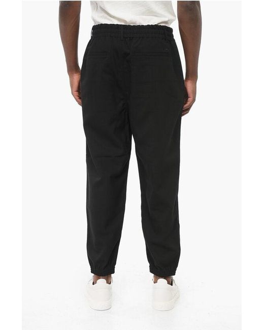 Armani Black Emporio Front Pleated 4-Pocketed Pants With Cuffs for men