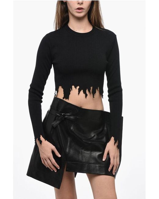 J.W. Anderson Black Ribbed Top With Laser-Cut Detailing