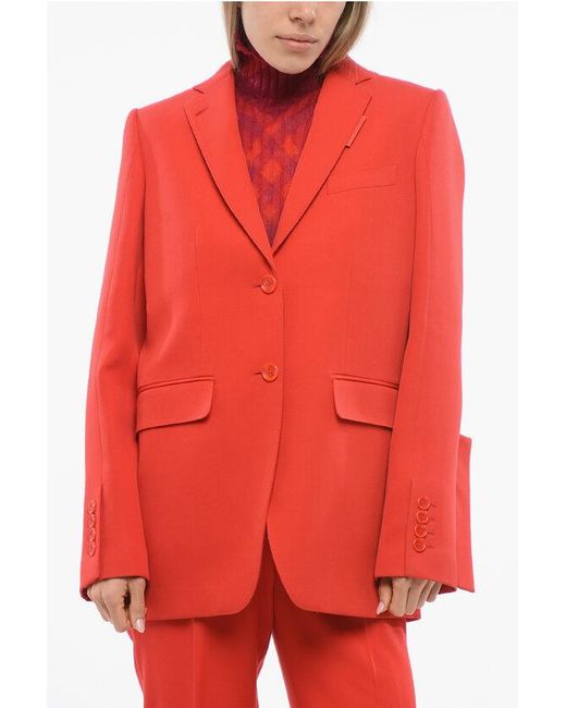 Burberry Red Wool Blazer With Rear Cape