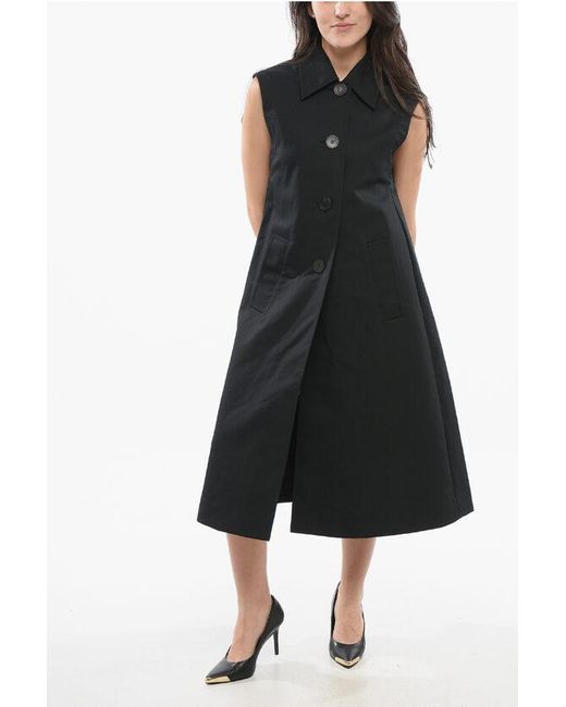 Marni Black Wide Midi Vest With Shirt Collar