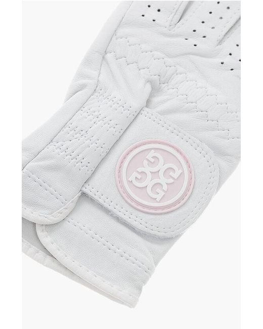 G/FORE White Leather Signature Golf Glove With Touch Strap Closure