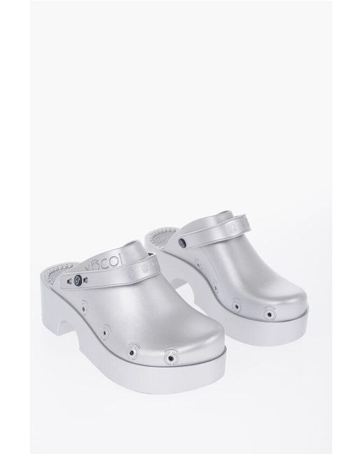 XOCOI White Recycled Rubber Slingback Mules With Platform Sole 5Cm