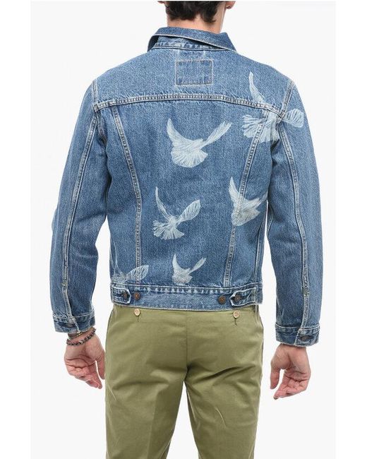 Levi's Blue 3.Paradise Trucker Denim Jacket With Dove Pattern for men