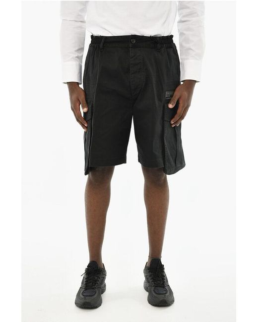 DSquared² Black Stretch Cotton Cargo Shorts for men