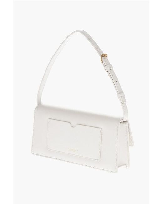 Off-White c/o Virgil Abloh White Leather Jitney 1.0 Shoulder Bag With Golden Detail