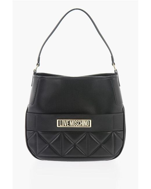 Moschino Black Love Faux Leather Bag With Removable Shoulder Strap